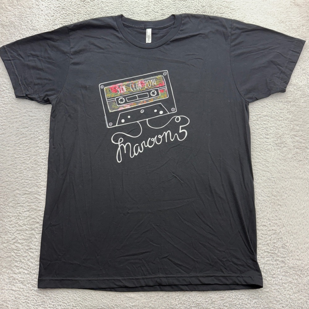 Maroon 5 SIN Club 2014 Cassette Graphic T-Shirt Mens XL Black American Apparel